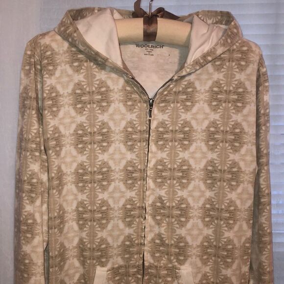 Woolrich L Ivory Taupe Cotton Full Zip Hoodie - Picture 3 of 11